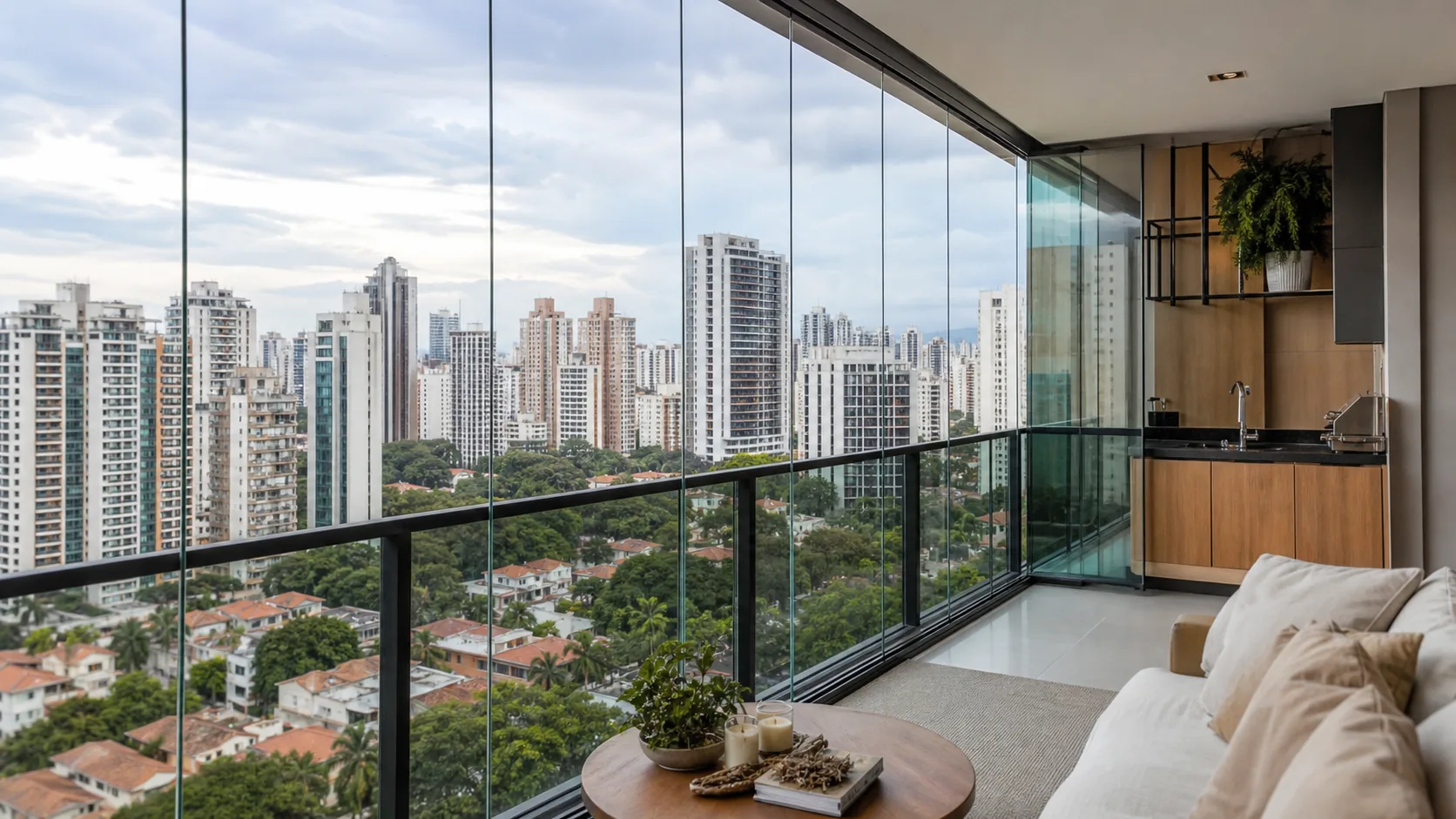 Fechamento de Sacada com Vidro Retrátil instalado por profissional especializado — Vidraçaria Planaltina Qualy, Planaltina-DF